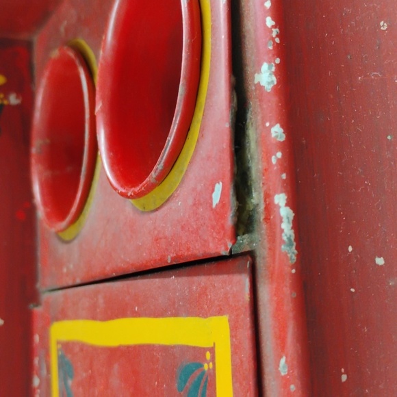 Vintage Hand Painted Metal Desk Organizer/Ink Well - Picture 5 of 10